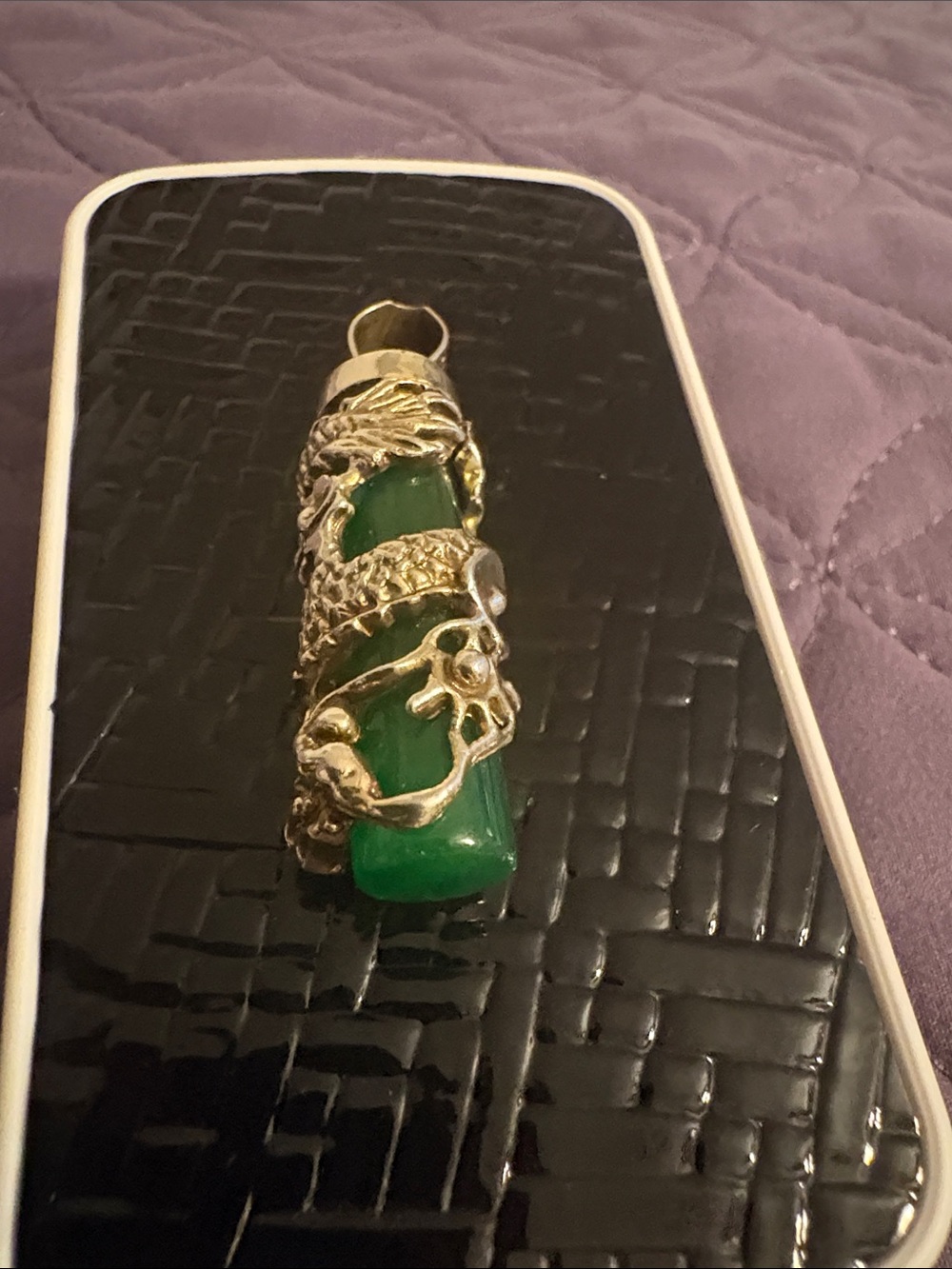 Gold Dragon Wrap Green Stone Pendant - Womens Jewelry